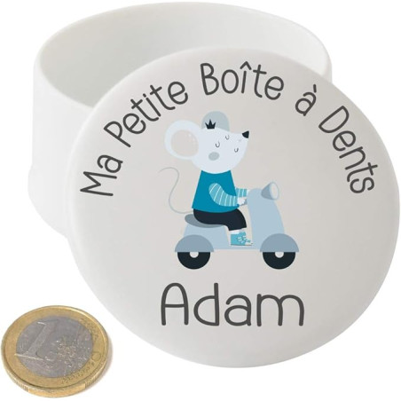 Grande Boîte à Dents de Lait en Porcelaine – Personnalisée avec le Prénom de l'Enfant + Texte Personnalisable – Petite Souris