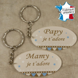 Lot 2 Portes Clefs - 1 Papy + 1 Mamy (Cadeau anniversaire, noël pour papi et mamie, fête des grands pères grands mères …)