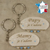 Lot 2 Portes Clefs - 1 Papy + 1 Mamy (Cadeau anniversaire, noël pour papi et mamie, fête des grands pères grands mères …)