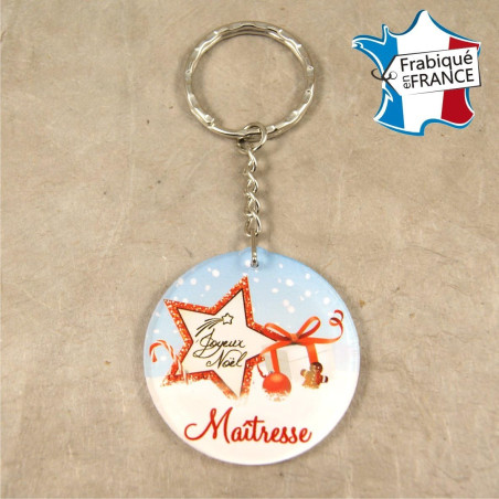 Porte Clef – Joyeux Noël Maîtresse (Cadeau de Noël pour la maîtresse de votre enfant - décoration de Sapin)