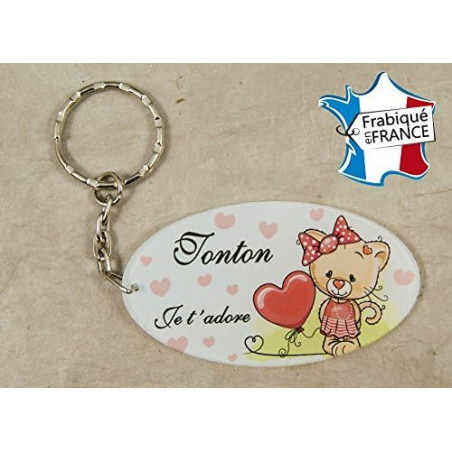 Porte Clef - Tonton je t'adore (Cadeau anniversaire, noël, annonce de naissance ...)