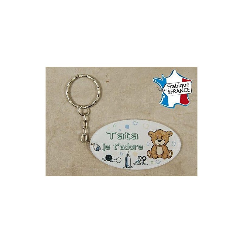 Porte Clef - Tata je t'adore (Cadeau anniversaire, noël, annonce de naissance …)