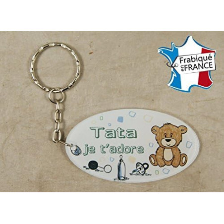 Porte Clef - Tata je t'adore (Cadeau anniversaire, noël, annonce de naissance …)
