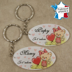 Lot 2 Portes Clefs - 1 Papy + 1 Mamy (Cadeau anniversaire, noël pour papi et mamie, fête des grands pères grands mères …)