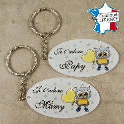 Lot 2 Portes Clefs - 1 Papy + 1 Mamy (Cadeau anniversaire, noël pour papi et mamie, fête des grands pères grands mères …)