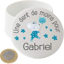 Grande Boîte à Dents de Lait en Porcelaine – Personnalisée avec le Prénom de l'Enfant + Texte Personnalisable – Petite Souris