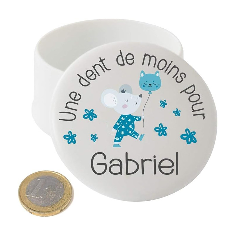 Grande Boîte à Dents de Lait en Porcelaine – Personnalisée avec le Prénom de l'Enfant + Texte Personnalisable – Petite Souris