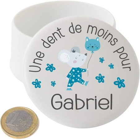 Grande Boîte à Dents de Lait en Porcelaine – Personnalisée avec le Prénom de l'Enfant + Texte Personnalisable – Petite Souris
