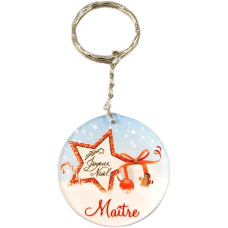 Porte Clef – Joyeux Noël Maître (Cadeau de Noël pour le maître de votre enfant - décoration de Sapin)