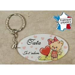 Porte Clef - Tata je t'adore (Cadeau anniversaire, noël, annonce de naissance …)