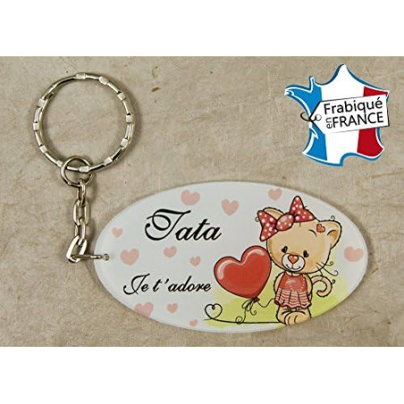 Porte Clef - Tata je t'adore (Cadeau anniversaire, noël, annonce de naissance …)