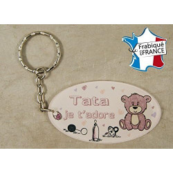 Porte Clef - Tata je t'adore (Cadeau anniversaire, noël, annonce de naissance …)