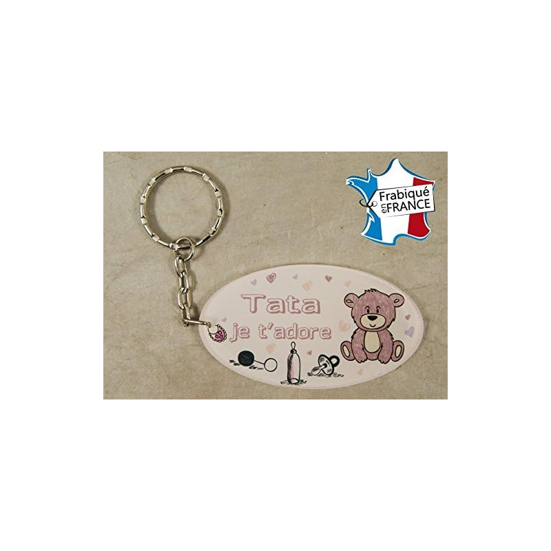 Porte Clef - Tata je t'adore (Cadeau anniversaire, noël, annonce de naissance …)