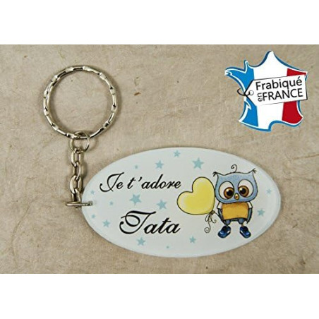 Porte Clef - Tata je t'adore (Cadeau anniversaire, noël, annonce de naissance …)