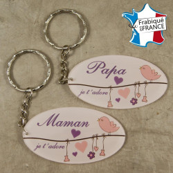 Lot 2 Portes Clefs - 1 Papa + 1 Maman (Cadeau Baptême, fête des mères, fête des pères, anniversaire, Noël …)