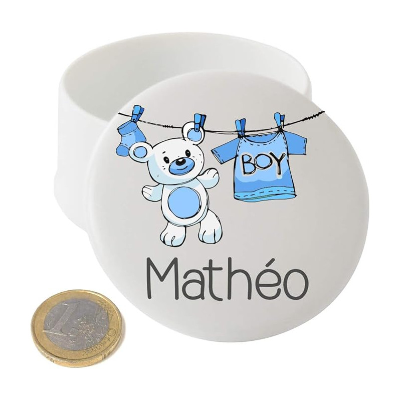 Grande Boîte à Dents de Lait en Porcelaine – Personnalisée avec le Prénom de l'Enfant + Texte Personnalisable – Petite Souris
