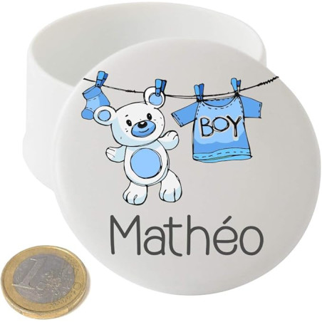 Grande Boîte à Dents de Lait en Porcelaine – Personnalisée avec le Prénom de l'Enfant + Texte Personnalisable – Petite Souris