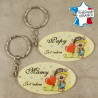 Lot 2 Portes Clefs - 1 Papy + 1 Mamy (Cadeau anniversaire, noël pour papi et mamie, fête des grands pères grands mères …)