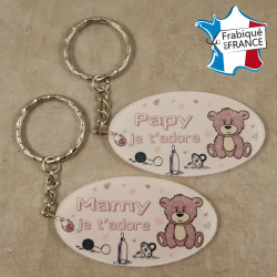 Lot 2 Portes Clefs - 1 Papy + 1 Mamy (Cadeau anniversaire, noël pour papi et mamie, fête des grands pères grands mères …)