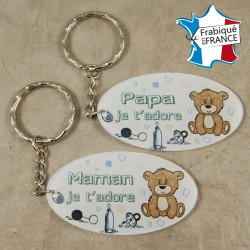 Lot 2 Portes Clefs - 1 Papa + 1 Maman (Cadeau Baptême, fête des mères, fête des pères, anniversaire, Noël …)