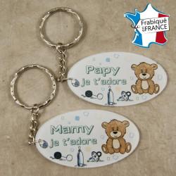 Lot 2 Portes Clefs - 1 Papy + 1 Mamy (Cadeau anniversaire, noël pour papi et mamie, fête des grands pères grands mères …)