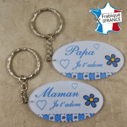 Lot 2 Portes Clefs - 1 Papa + 1 Maman (Cadeau Baptême, fête des mères, fête des pères, anniversaire, Noël …)