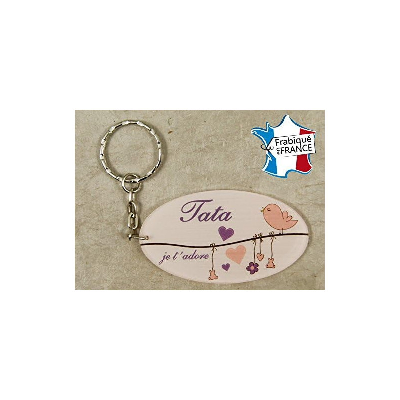 Porte Clef - Tata je t'adore (Cadeau anniversaire, noël, annonce de naissance …)