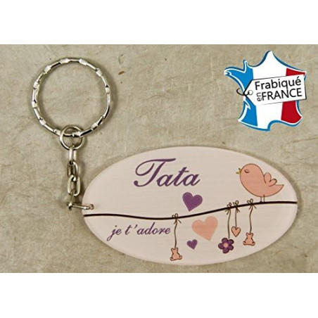 Porte Clef - Tata je t'adore (Cadeau anniversaire, noël, annonce de naissance …)
