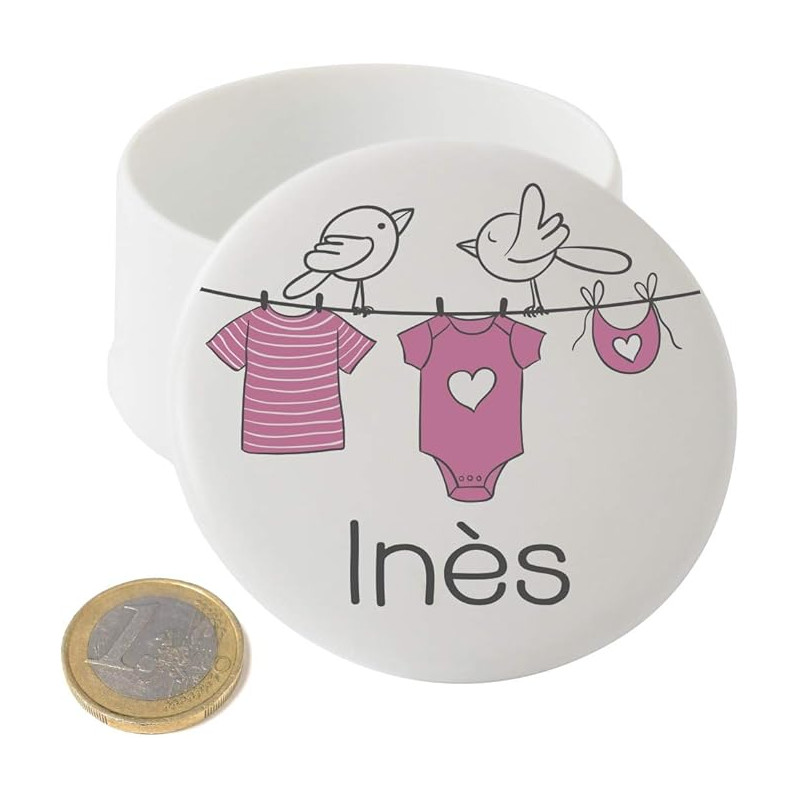 Grande Boîte à Dents de Lait en Porcelaine – Personnalisée avec le Prénom de l'Enfant – Dents de la Petite Souris – Impression