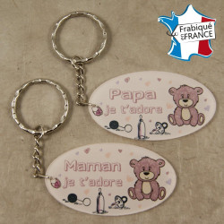 Lot 2 Portes Clefs - 1 Papa + 1 Maman (Cadeau Baptême, fête des mères, fête des pères, anniversaire, Noël …)