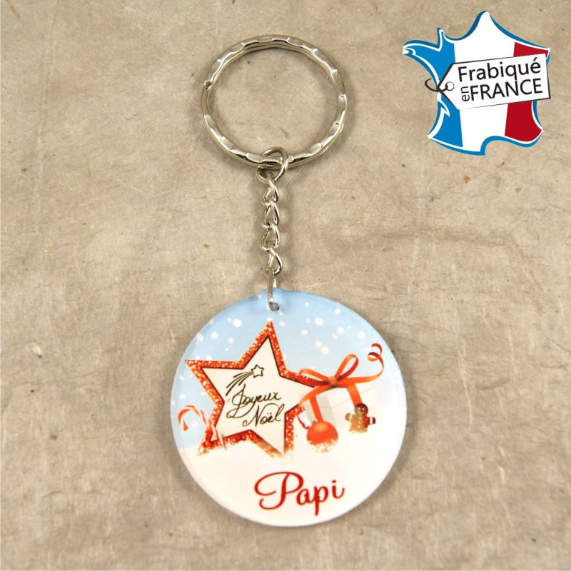 Porte Clef – Joyeux Noël Papi (Cadeau de Noël pour Papy - décoration de Sapin)