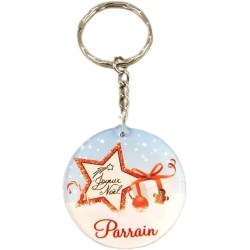 Porte Clef – Joyeux Noël Parrain (Cadeau de Noël pour Parrain - décoration de Sapin)
