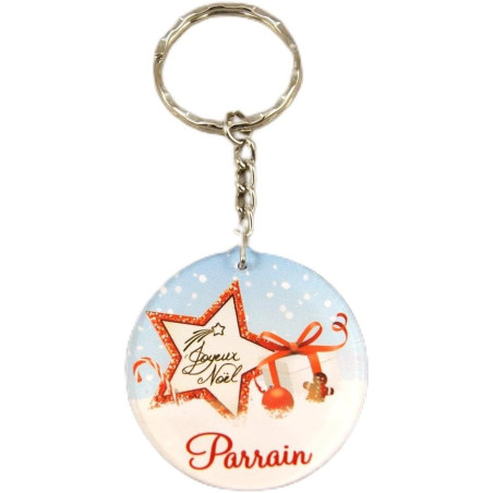 Porte Clef – Joyeux Noël Parrain (Cadeau de Noël pour Parrain - décoration de Sapin)