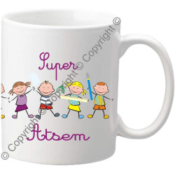 Mug Super ATSEM - Le Cadeau Original de Fin d'Année Scolaire. L'école est finie ! Vive les Vacances !