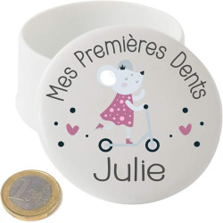 Grande Boîte à Dents de Lait en Porcelaine – Personnalisée avec le Prénom de l'Enfant + Texte Personnalisable – Petite Souris