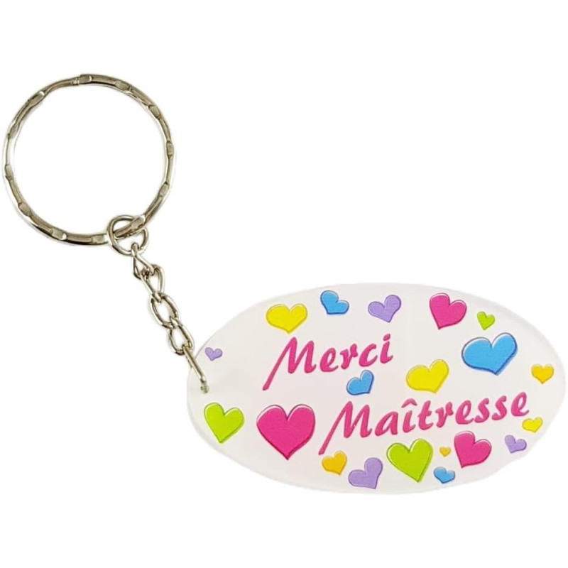 Porte Clef Merci Maîtresse - Le Cadeau Original de Fin d'Année Scolaire. L'école est finie - Vive les Vacances !