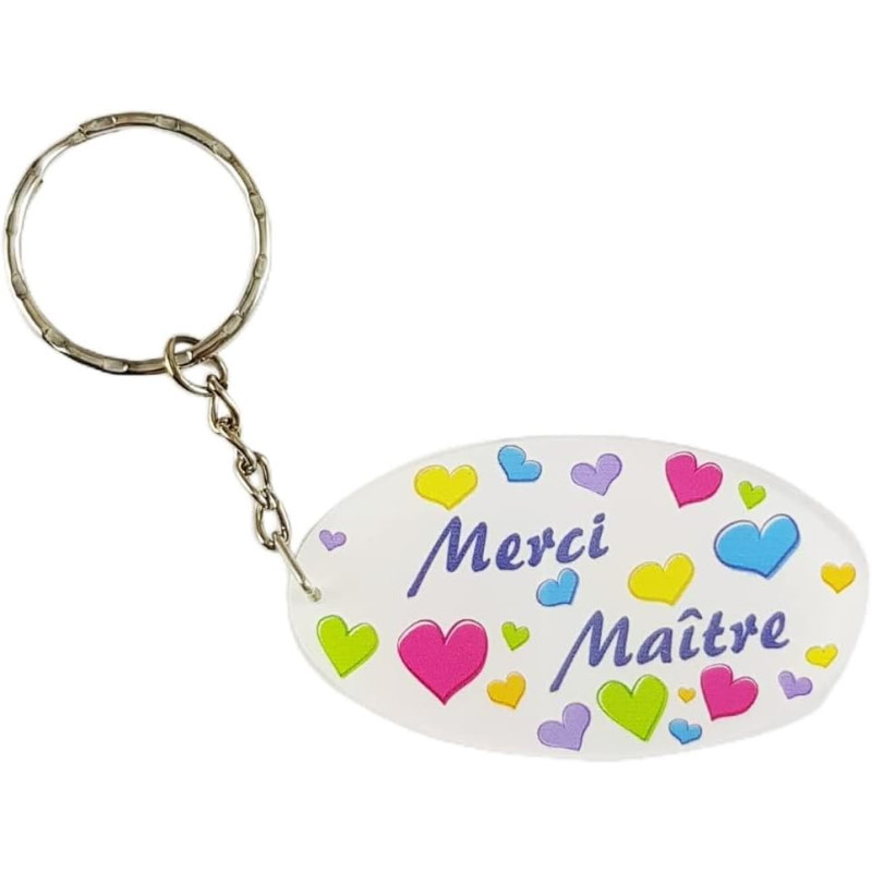 Porte Clef Merci Maître - Le Cadeau Original de Fin d'Année Scolaire. L'école est finie ! Vive les Vacances !