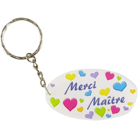 Porte Clef Merci Maître - Le Cadeau Original de Fin d'Année Scolaire. L'école est finie ! Vive les Vacances !