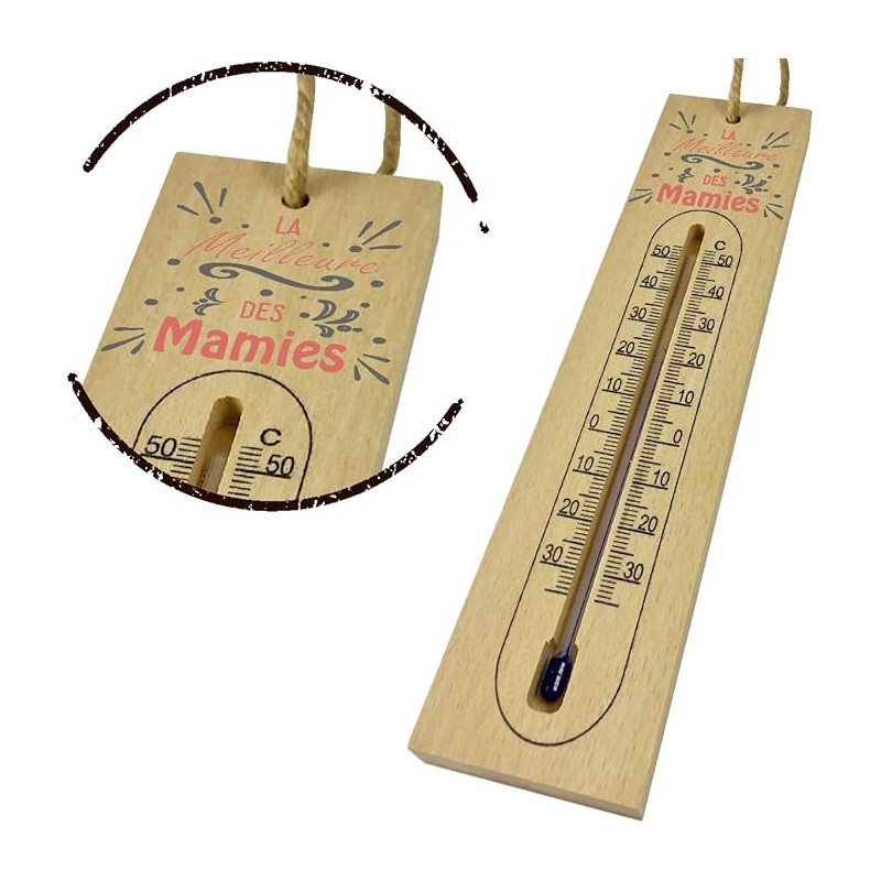 Gravure Events Thermomètre en Bois pour Mamie – Un Beau Cadeau Original pour Mamy – Fête des Grands mères, Anniversaire, Noël