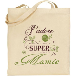 Tote Bag - Sac en Toile - Cadeau pour Mamie - Cadeau pour la fête des Grands Mères, Noël, Anniversaire, Fête de Mamy (Sac 4)