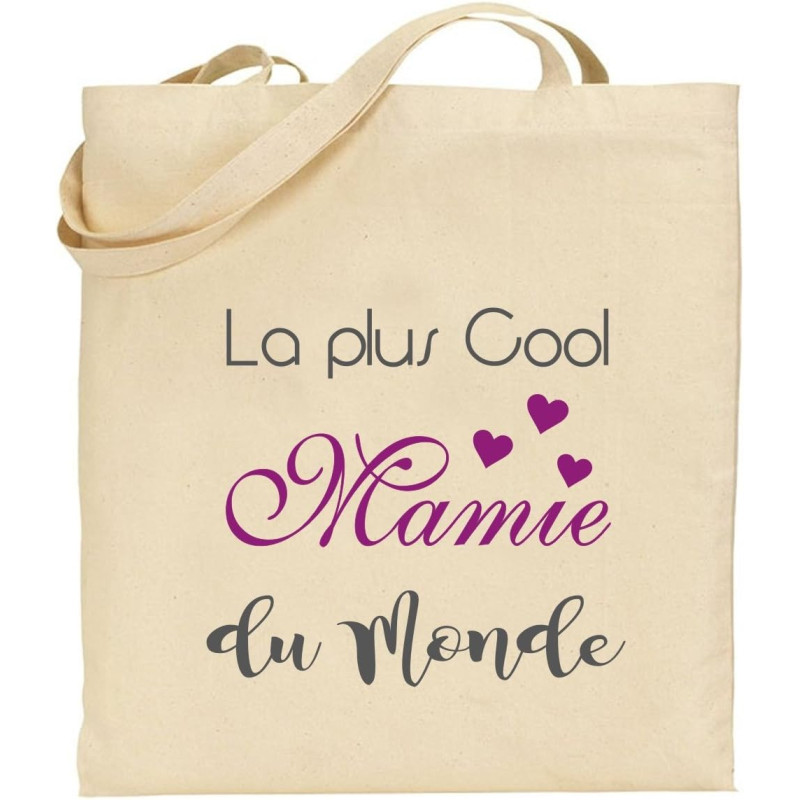 Tote Bag - Sac en Toile - Cadeau pour Mamie - Cadeau pour la fête des Grands Mères, Noël, Anniversaire, Fête de Mamy (Sac 2)