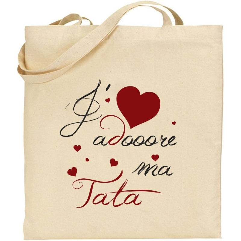 Tote Bag - Sac en Toile - Cadeau pour Tata - Cadeau pour la Tata de Votre Enfant, pour Noël, Anniversaire,Lors d'un baptême