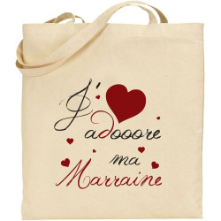Tote Bag - Sac en Toile - Cadeau pour Marraine - Cadeau pour la Marraine de Votre Enfant, pour Noël, Anniversaire,Lors d'un