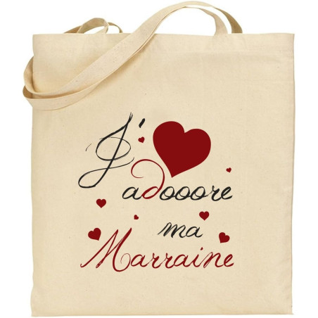 Tote Bag - Sac en Toile - Cadeau pour Marraine - Cadeau pour la Marraine de Votre Enfant, pour Noël, Anniversaire,Lors d'un