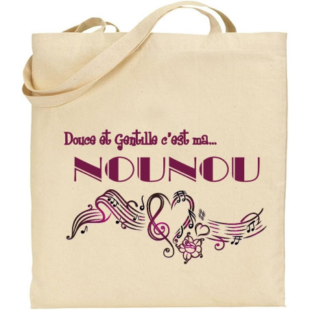 Tote Bag - Sac en Toile Cadeau pour Nounou - Cadeau pour la fête des Nounous, Noël, Anniversaire, Fin de contrat, Fin d'année