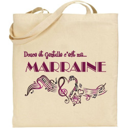 Tote Bag - Sac en Toile - Cadeau pour Marraine - Cadeau pour la Marraine de Votre Enfant, pour Noël, Anniversaire,Lors d'un