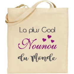 Tote Bag - Sac en Toile Cadeau pour Nounou - Cadeau pour la fête des Nounous, Noël, Anniversaire, Fin de contrat, Fin d'année