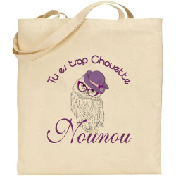 Tote Bag - Sac en Toile Cadeau pour Nounou - Cadeau pour la fête des Nounous, Noël, Anniversaire, Fin de contrat, Fin d'année
