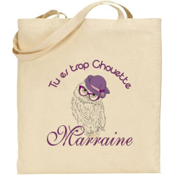 Tote Bag - Sac en Toile - Cadeau pour Marraine - Cadeau pour la Marraine de Votre Enfant, pour Noël, Anniversaire,Lors d'un