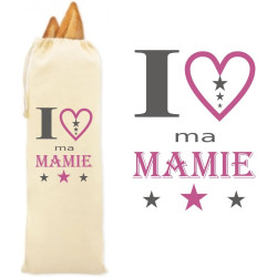 Sac à Pain 100% Coton Bio - Cadeau pour Mamie - Cadeau pour la fête des Grands Mères, Noël, Anniversaire, Fête de Mamy (Sac à